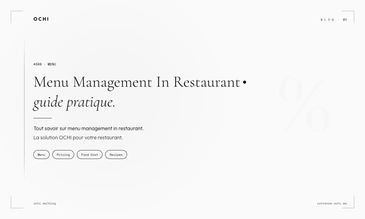 Menu Management in Restaurant: Food Cost Formula Morocco Owners Need