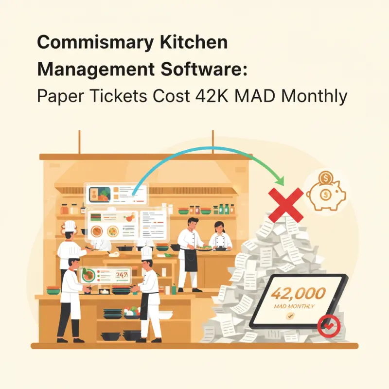 Commissary Kitchen Management Software: Paper Tickets Cost 42K MAD Monthly