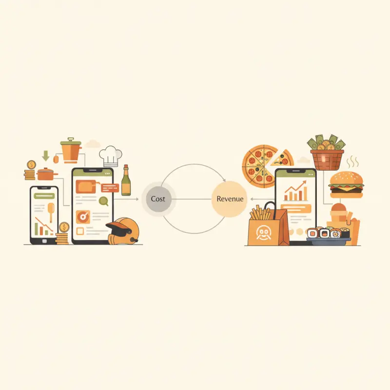 Web and Mobile Food Ordering and Delivery System: Cost vs Revenue