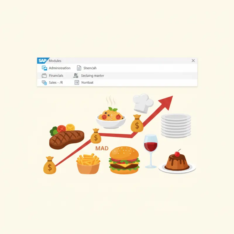 SAP Business One Menu Bar Costs Restaurants 3,500 MAD Monthly